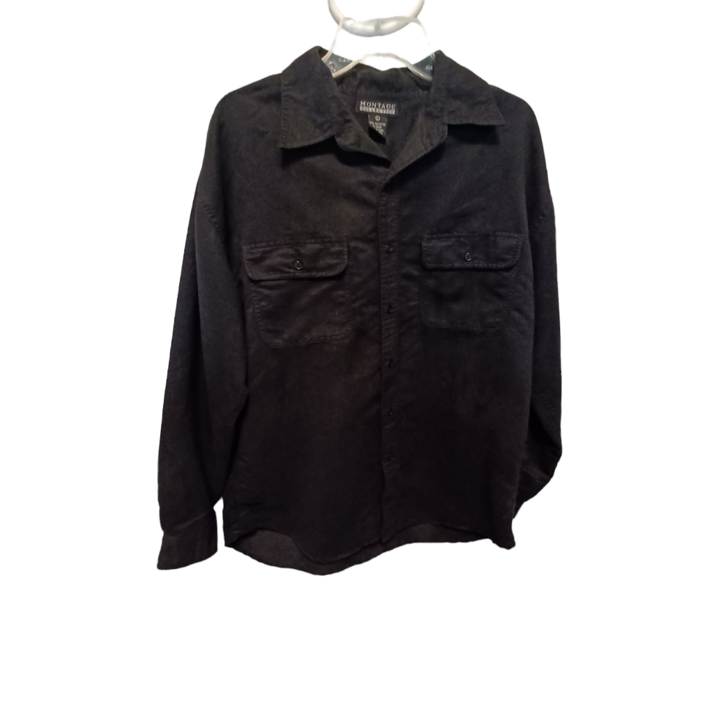 Montage Collection Mens Black Button Down Shirt Size Large